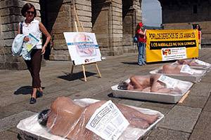 Original protesta contra el consumo de carne